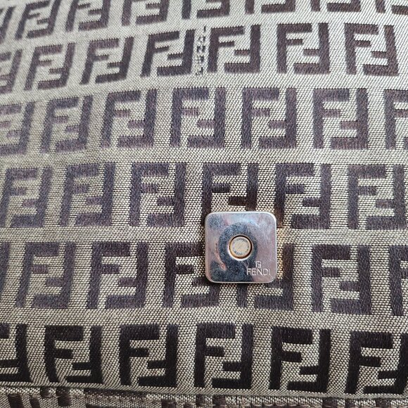 Authentic Fendi Brown Zucchino Canvas Mama Baguette Gold Hardware - Picture 11 of 16